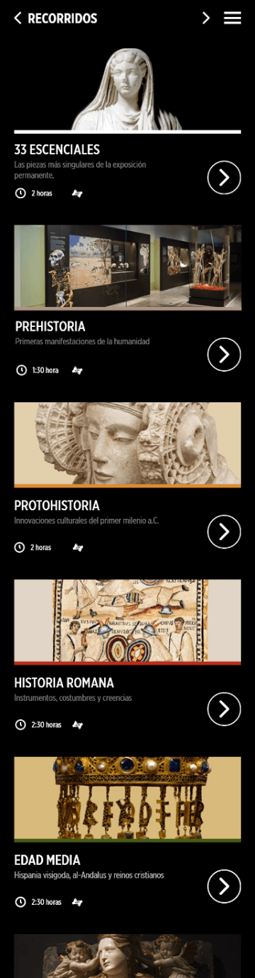 Listado de recorridos: «33 esenciales» y Prehistoria