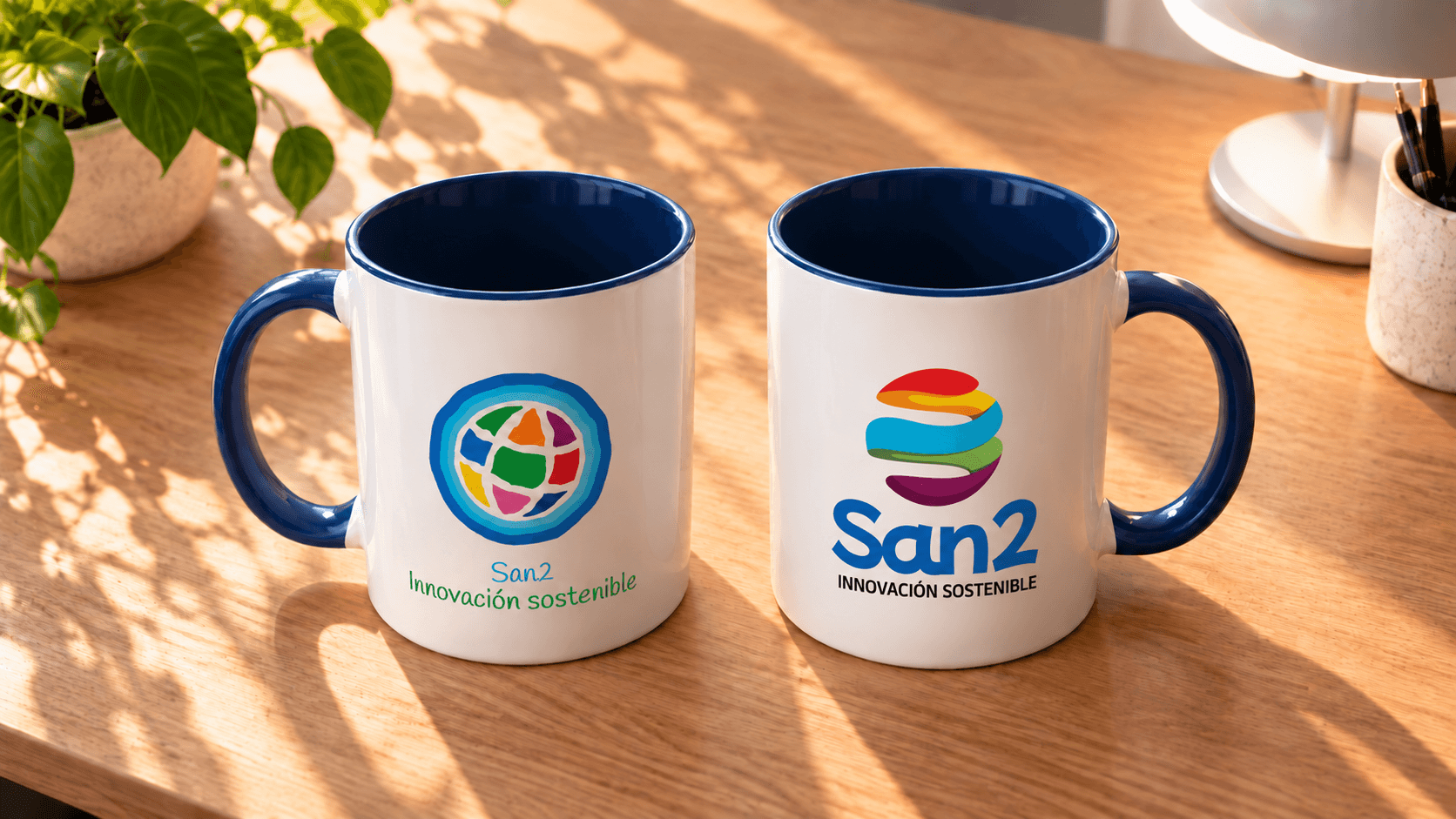 Tazas con el logotipo antiguo y el nuevo de San2